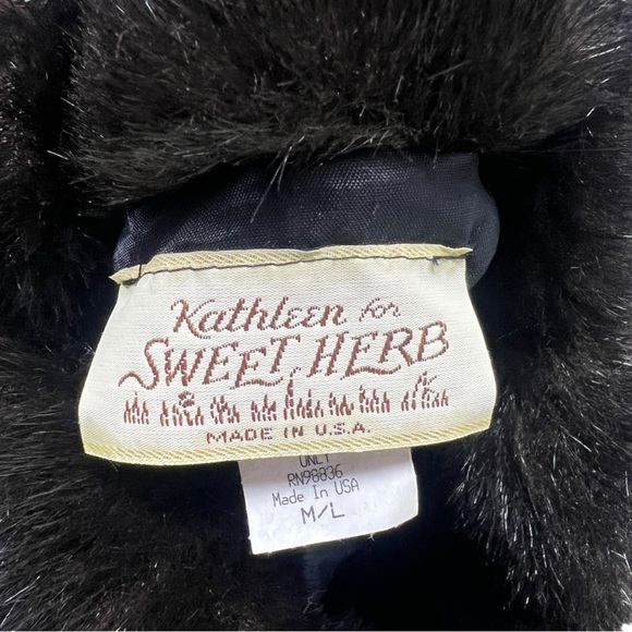 VTG 80's/90's Kathleen for Sweet Herb Dark brown Faux Fur/Velvet Vest Sz M/L - Picture 11 of 13